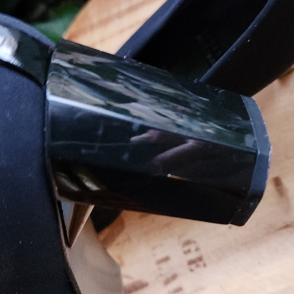 8.5B Black Stretch Nylon Backseam Stuart Weitzman Square-Toe Block Heel Pumps - Picture 10 of 10